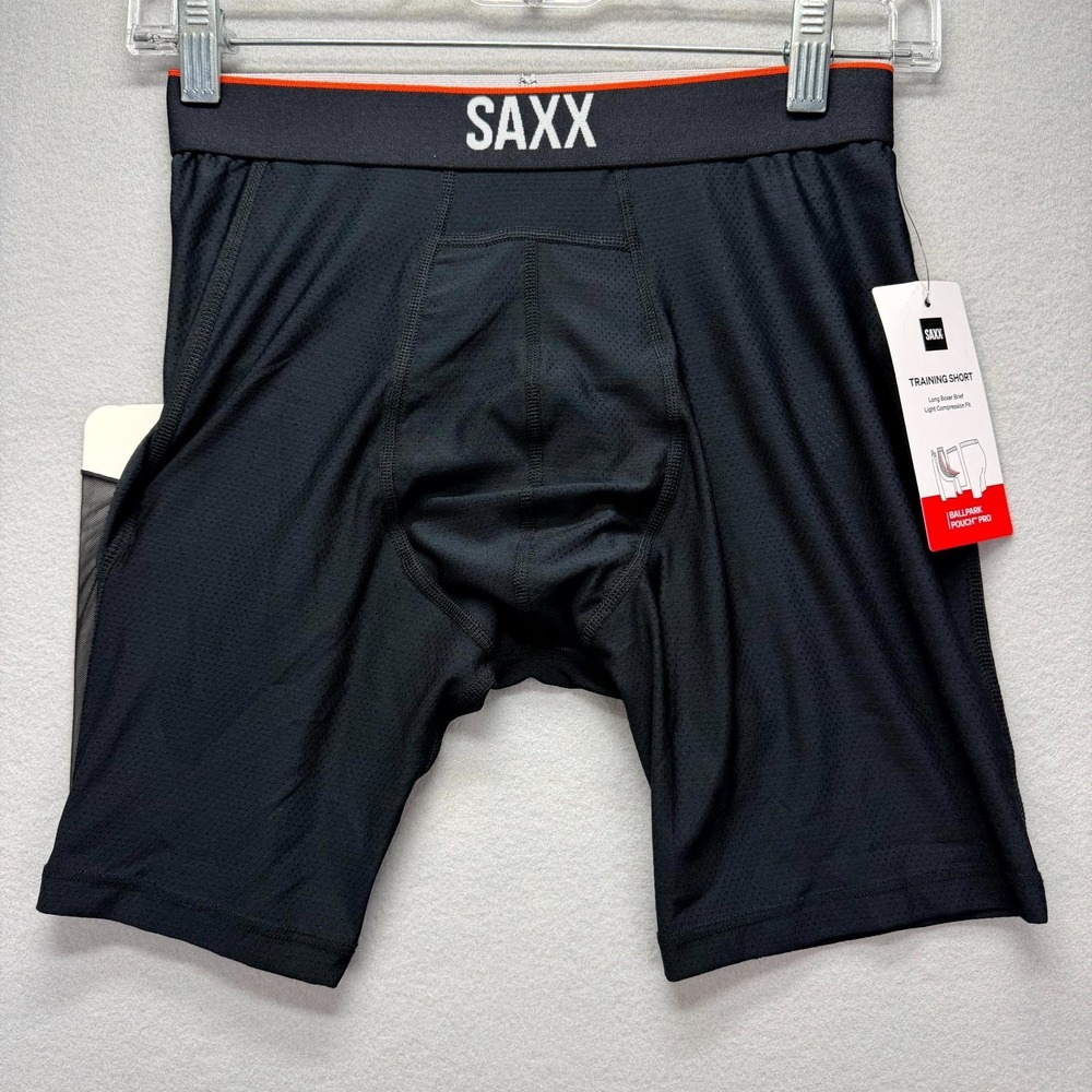 Saxx Ballpark Pouch Traning Shorts Mens Small Black Compression Boxer Brief